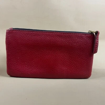 Fossil Clutch Geldbörse Reißverschluss Münzetui rot Leder Portemonnaie Karten Scheine Ausweis - Bild 1 von 4