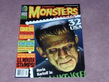 FAMOUS MONSTERS # 218 - Frankenstein postage stamp cover, Gary Owens, Kreskin