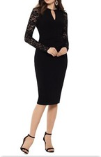 Women s Formal Dress Size 8 BETSY ADAM Black Long Sleeve Keyhole Midi Body Con