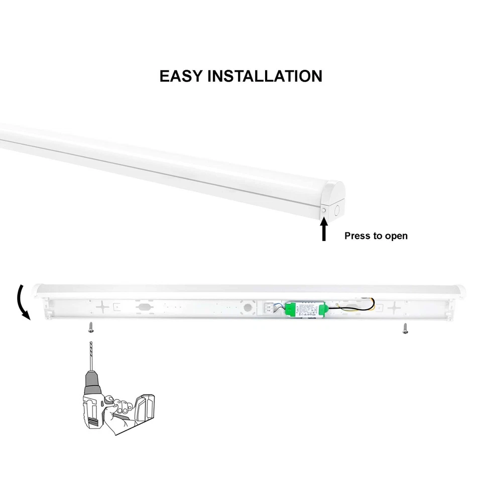 LED Nova Batten Light With Sensor & Emergency 4FT/5FT/6FT Adjustable CCT & Power - Image 3 of 4