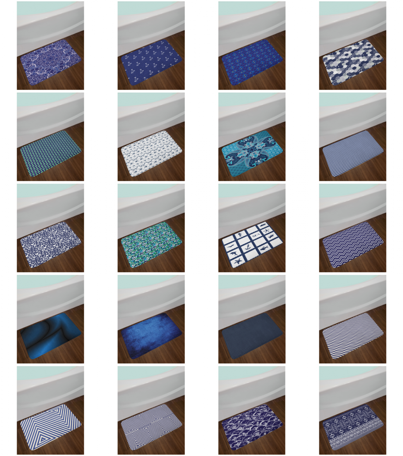 Navy Blue Bath Mat Bathroom Home Decor Plush Non-Slip Mat 29.5