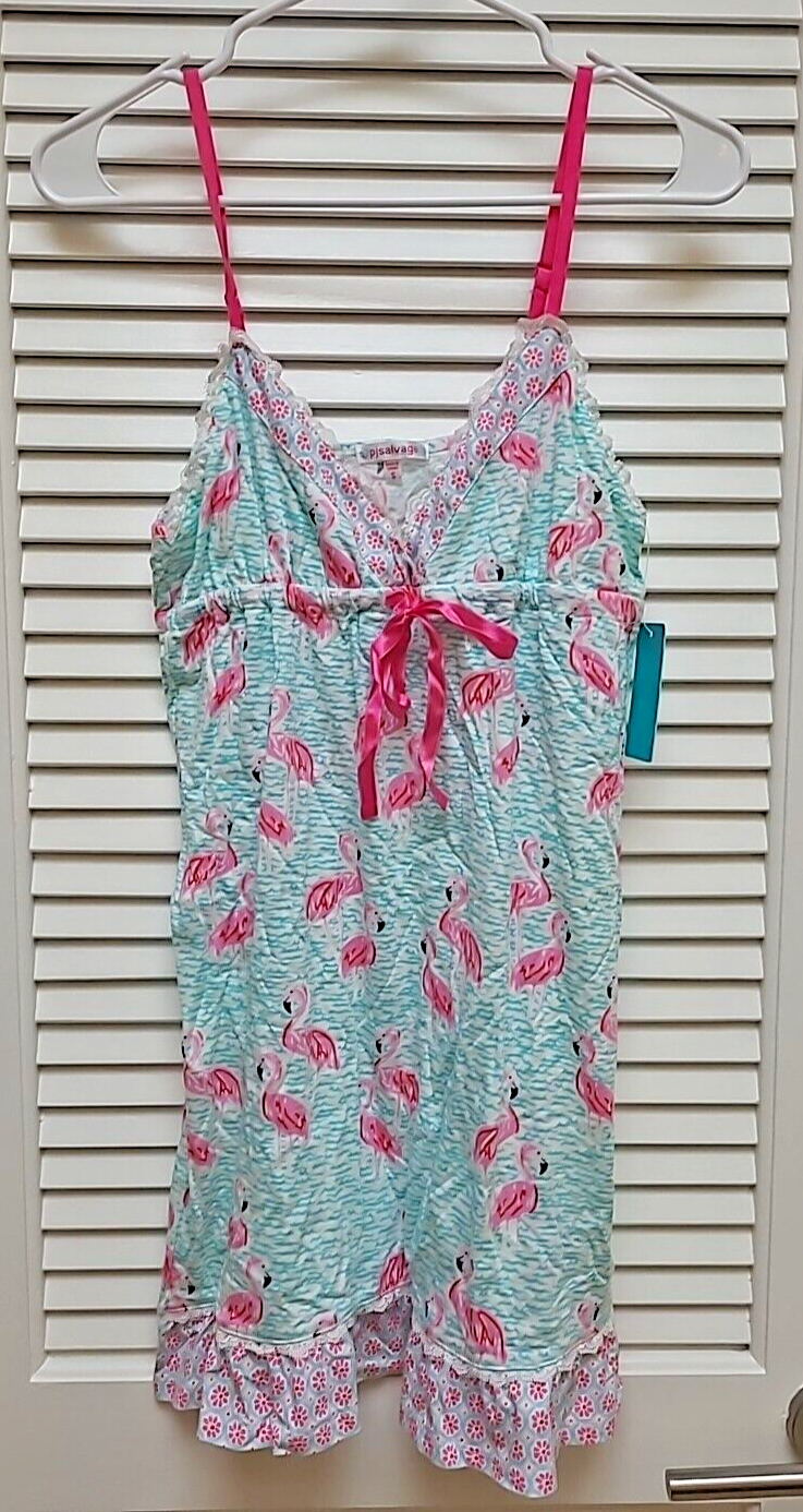P.J. Salvage Womens Small Cotton Blend Flamingo Nightgown Slip Valentines NWT