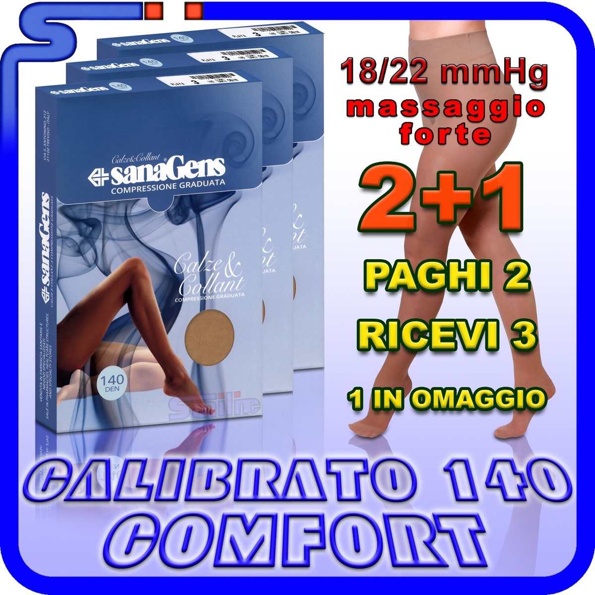40 Denari Calze Sanagens Compressione Graduata Uomo Calze