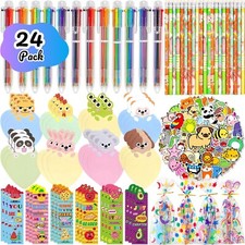 Multicolor Pens Party Favors, 24Pack School Stationery Set with 6-in-1 Multic...
