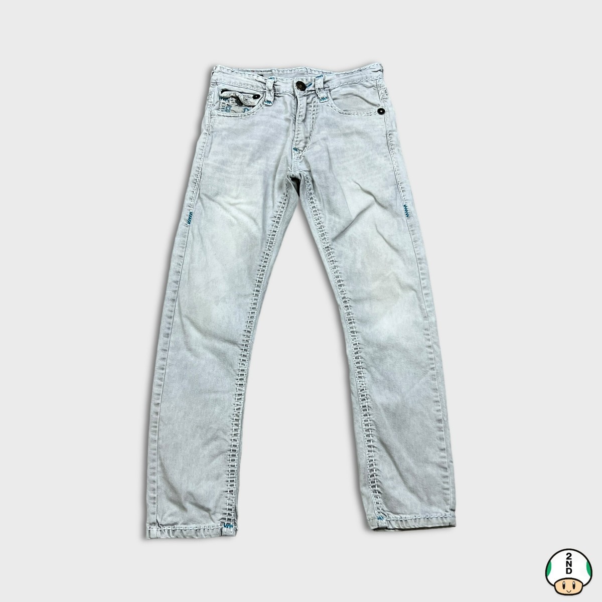 True Religion Jeans Mens 30x28 Gray Ricky Relaxed Straight Leg