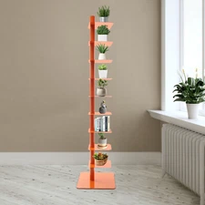 Rotating Spine Bookshelf, Vertical Spine Book Tower, 9-Tier Metal Bookcase