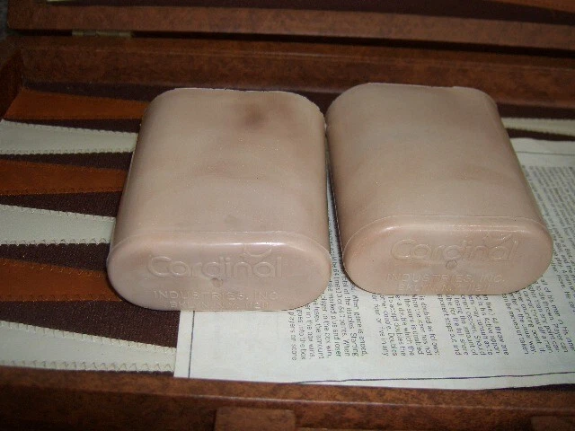 Vintage Cardinal Marbled Bakelite brown yellow swirl Backgammon Set NEAT - Image 4 of 4