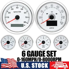 6 Gauge Set 85mm GPS Speedometer 160MPH&Tacho 8000RPM&52mm Fuel/Temp/Oil/Volt US