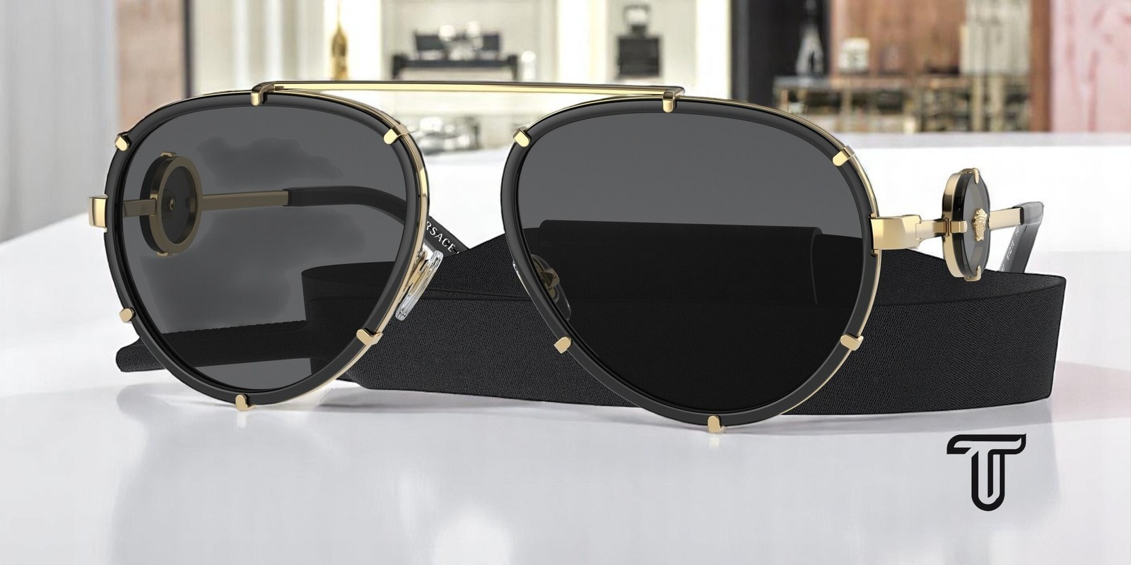 VERSACE VE2232 143887 Black Dark Grey 61 mm Women's Sunglasses