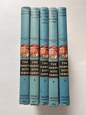 Vintage Hardy Boys Lot Of 5 books 1, 2, 3, 4, and 5 Hardcover 1959￼1962  1963