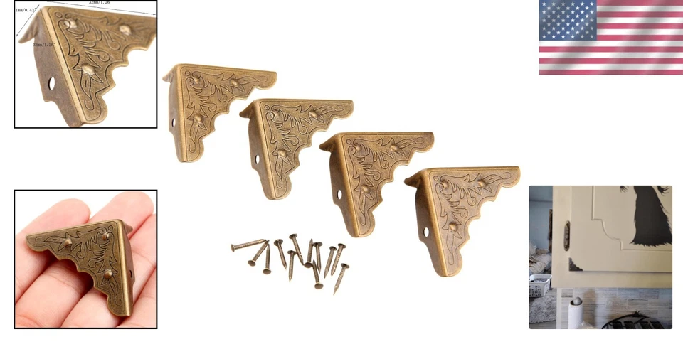 Elegantes protectores de esquina de 16 piezas en latón antiguo - Protección para tus tesoros Foto 2 de 4