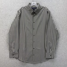 Mizzen Main Leeward Shirt Mens XL Blue Gingham Slim Fit Stretch Long Sleeve