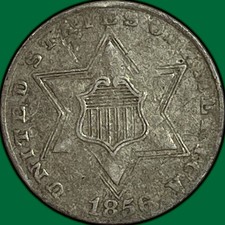1856 Three Cent Silver Trime Extremely Fine XF Coin #44441