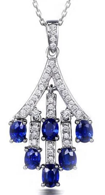 0,80 Ct Natürlicher Rund Diamant 14k BIS Geprüft Weißes Gold Saphir Anhänger - Bild 1 von 4