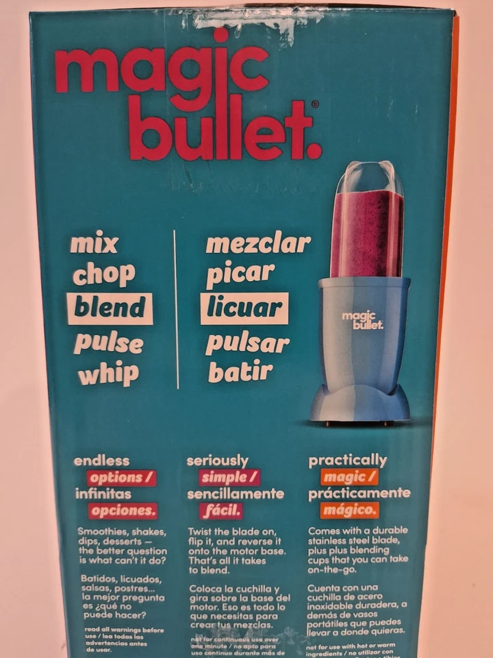 Magic Bullet Blender 250 Watt Tall and To Go Cup - Blue - New in box - Image 4 of 4