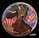 2012 American Silver Eagle Coin Colorful Artistic Rainbow Toning #a960