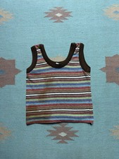 Vintage 70s striped tank top sleeveless shirt soft multicolor kids youth size 8