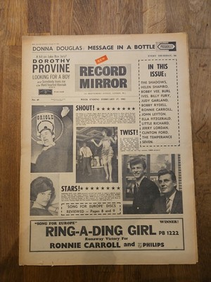 Record Mirror Newspaper February 17th 1962 Bobby Rydell Cover