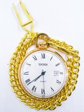 Sekonda 5 Gold Au Calendar Func 19 Jewels Mechanical Hand Wind Pocket Watch