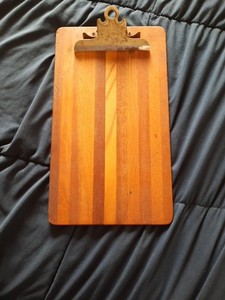 Vintage Rare Solid Wood Butcher Block Style Striped Clipboard 15” X 9”