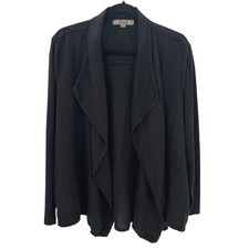 NWOT Flax Womens Oversized Black 100 Linen Open Front Cardigan Jacket M