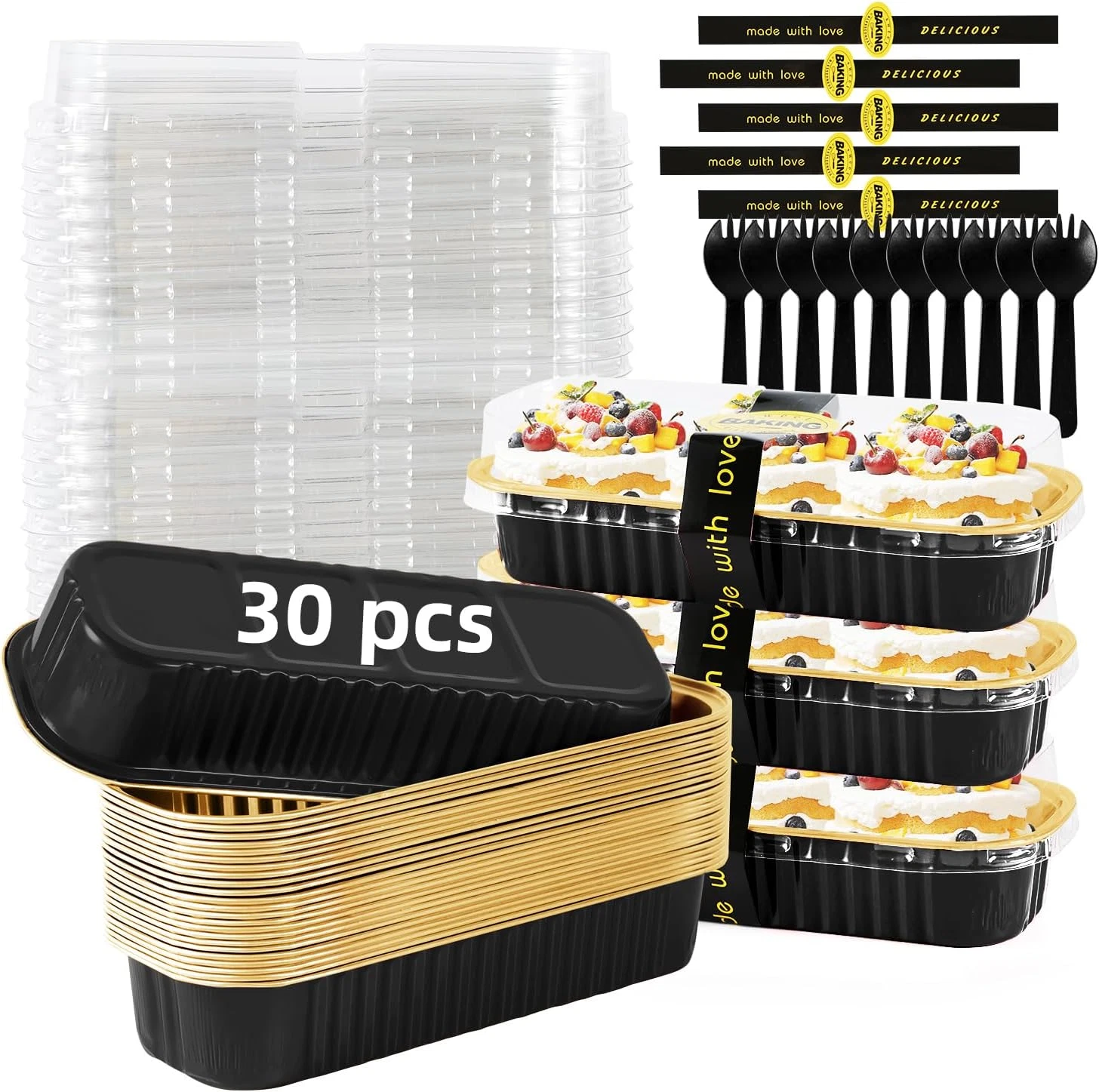 Mini Loaf Pans with Lids and Spoons Sealing Sticker,30 Pcs 6.8Oz Cake Pans for B
Opens in a new wind