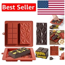 Pistachio Delight: Large 2-Pc Silicone Chocolate Bar Mold for Creative Baking