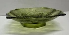 Anchor Hocking Vintage Pattern Avocado Green Footed Square Glass Bowl