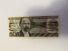 MEX Bank Notes: El Banco de Mexico S.A 500 Pesos 1984 Serie CT No. M6510374