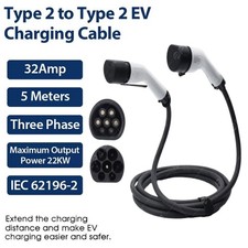32A 22kW Type2 to Type 2 EV 5M Charging Charger Power Cable BYD Tesla Model Y/3