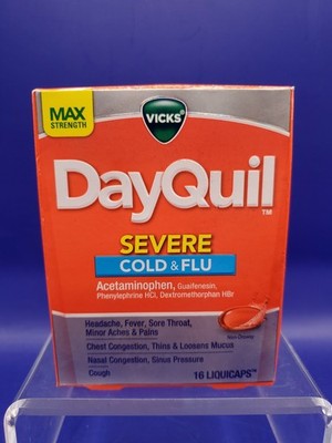 Vicks Dayquil Severe Cold And Flu Liquicaps Pain Relief 16 Count Exp 10/2028