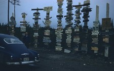 Sign Post Forest 1956 Watson Lake Yukon Canada Alcan Hwy Red Kodachrome Slide