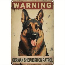 Vintage German Shepherd Warning Rustic Tin Metal Signs Home D cor 8x12