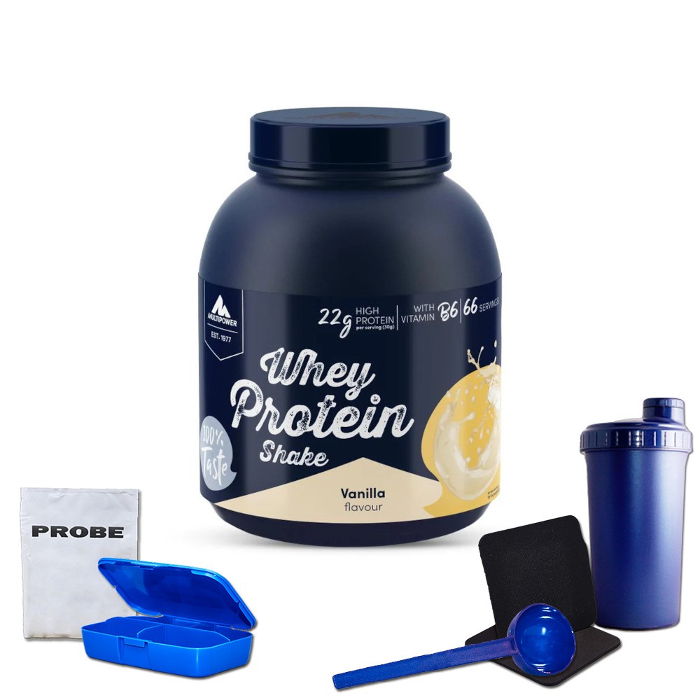 (38,95 EUR/kg) Multipower Whey Protein Shake 2000g Eiweiss Dose + Bonus MHD