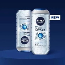 NIVEA Men Pure Impact Shower Gel 250 ml   Hair Face Body Wash Fresh