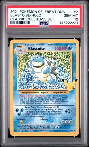 2021 POKEMON CELEBRATIONS CLASSIC COLL #2 BLASTOISE-HOLO PSA 10