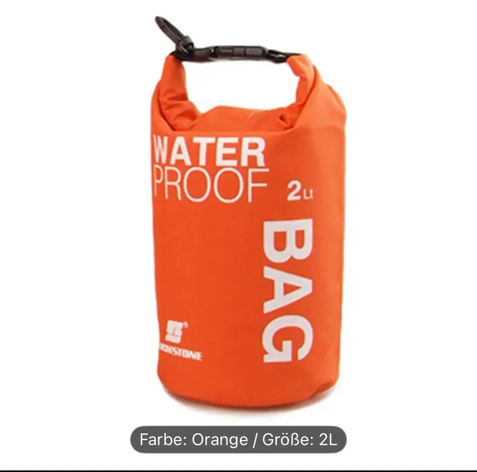 2L Dry Bag in Orange – Wasserdichter Mini-Packsack für Outdoor, Kajak, Boot