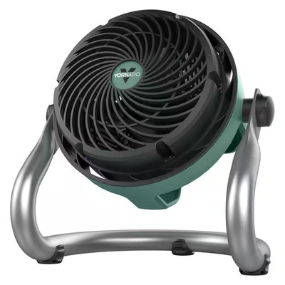 EXO51 7.5 In. Small Heavy-Duty Floor Fan, Air Circulator Shop Fan, Green