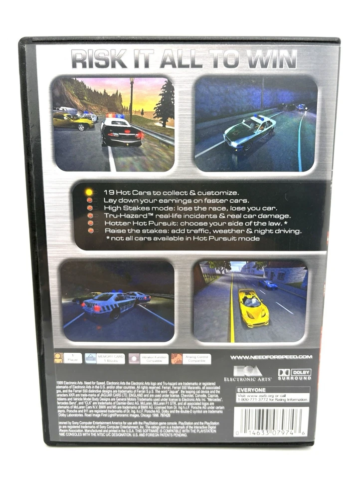 PS1 Need for Speed: High Stakes (PlayStation) OEM PS Case & Custom Artwork - Image 4 of 4