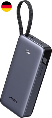 UGREEN Power Bank, 20000Mah 45W Schnellladen Mit Integriertem USB-C Kabel & Bidi
