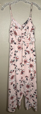 Three Pink Hearts Maxi Dress Adjustable Spaghetti Strap Sz M Lined Floral Pink 7