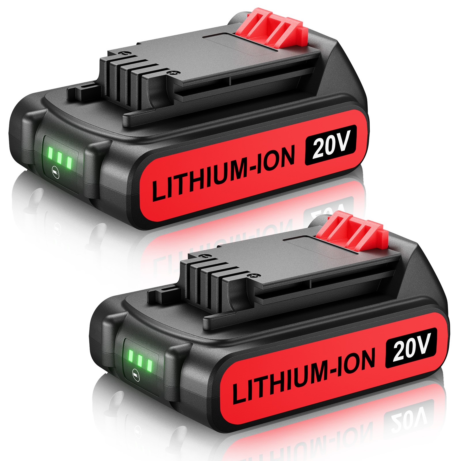 2Pack 20V Lithium-ion 4.0Ah Battery for BLACK+DECKER 20 Volt
