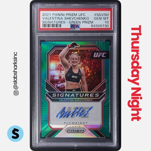 2021 PANINI PRIZM UFC VALENTINA SHEVCHENKO SIGNATURES GREEN PRIZMS AUTO PSA 10