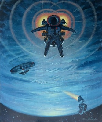 Apollo Inspired Astronaut in Space Sci-Fi Art - 20x24 inch oil on canvas