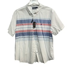 Nautica Shirt Mens 2XL Classic Fit Striped Wrinkle Resistant Button Down