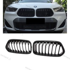 1Paar Glanz Schwarz Auto Vorne Haube Einzelzeile Gitter F�r BMW X2 F39 Neu