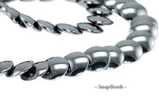 8MM NOIR BLACK HEMATITE GEMSTONE OVERLAPPING FLAT ROUND CIRCLE LOOSE BEADS 7inch