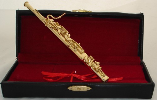 Bassoon Brass Gold Plated Handmade Miniature Music Instrument 6" w/ stand & case - Picture 2 of 5