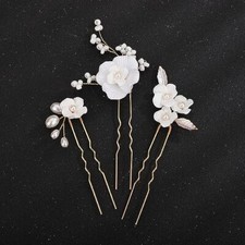 3pcs Wedding Hair Pins Bridal Flower Hair Pins Floral Flower Leaf Hair Pieces