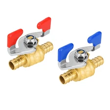 EFIELD1/2"3/4"Pex Butterfly Ball Valve THandle Full Port Shut Off Red&Blue Brass